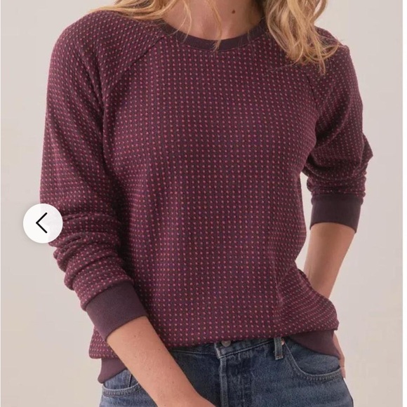 Marine Layer Tops - Marine Layer Burgundy Crewneck Sweater with Dot Pattern